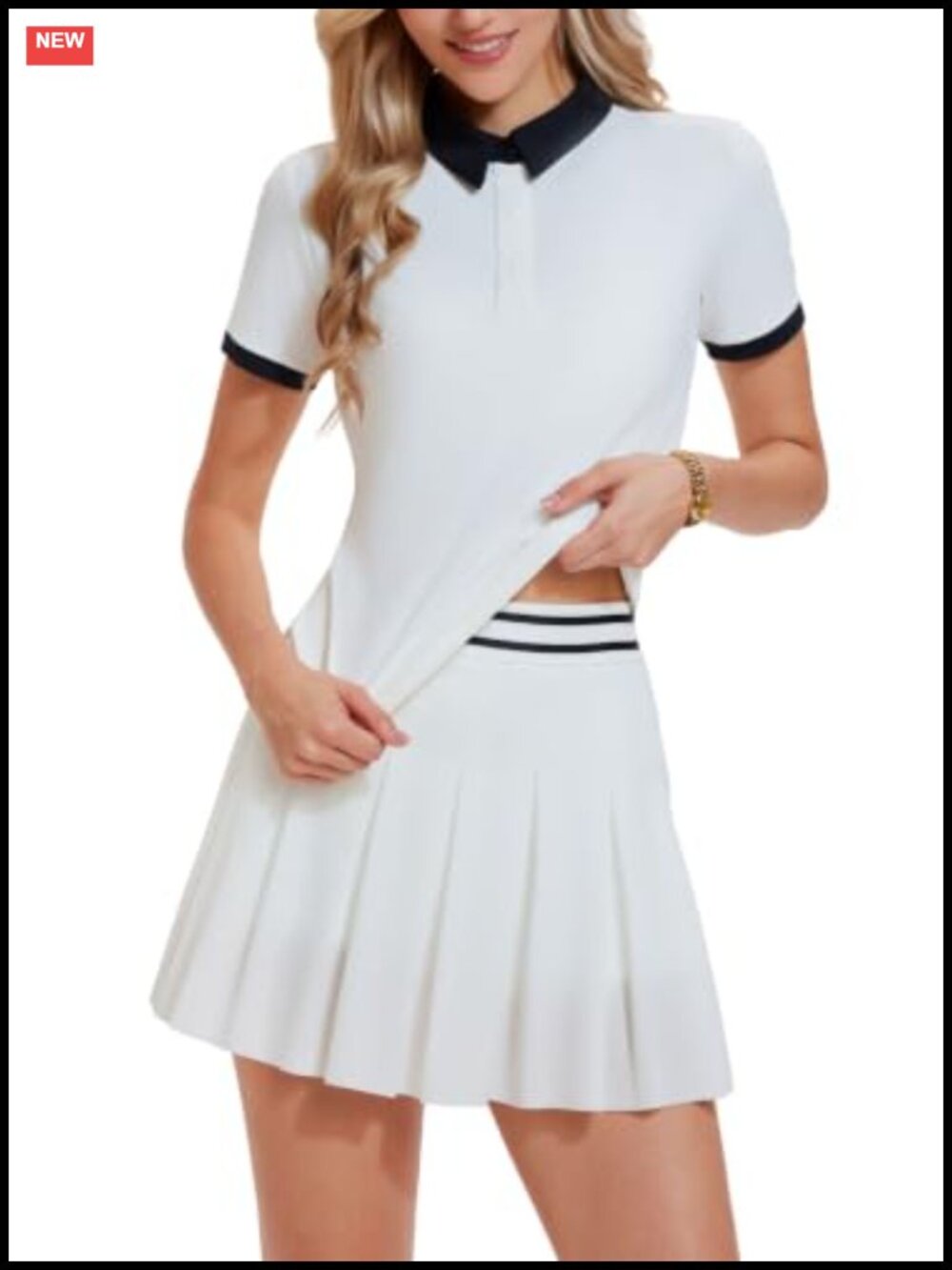 AFZ Women 2 Piece Tennis Skirt Set Pickleball Polo Golf Athleisure